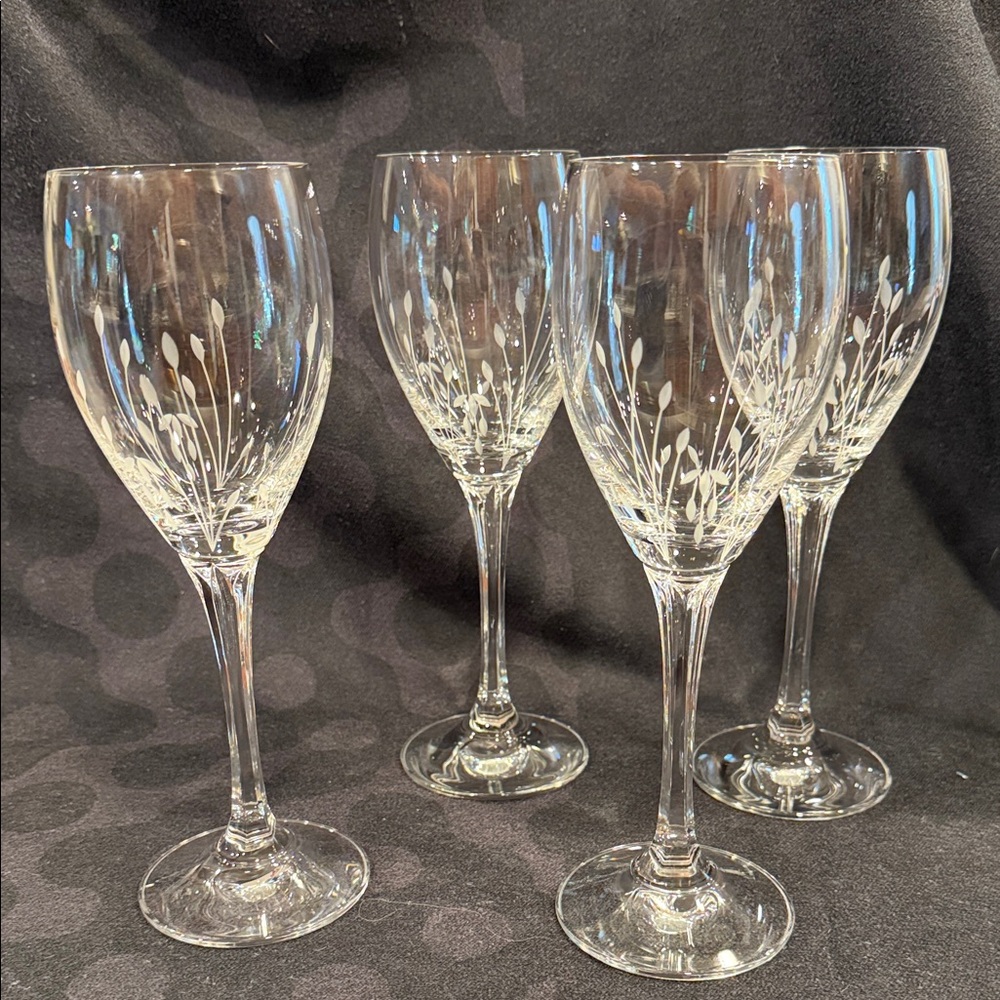 Noritake Moondust Etched Wine/Water Glasses - Set of 4